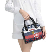 Russia Athletics Shoulder Handbag with Soccer Ball, National Emblem, and Grunge Flag Design