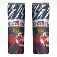 Russia Athletics Skinny Tumbler with Soccer Ball, National Emblem, and Grunge Flag Design