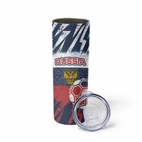 Russia Athletics Skinny Tumbler with Soccer Ball, National Emblem, and Grunge Flag Design
