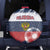 Russia Athletics Spare Tire Cover with Soccer Ball, National Emblem, and Grunge Flag Design