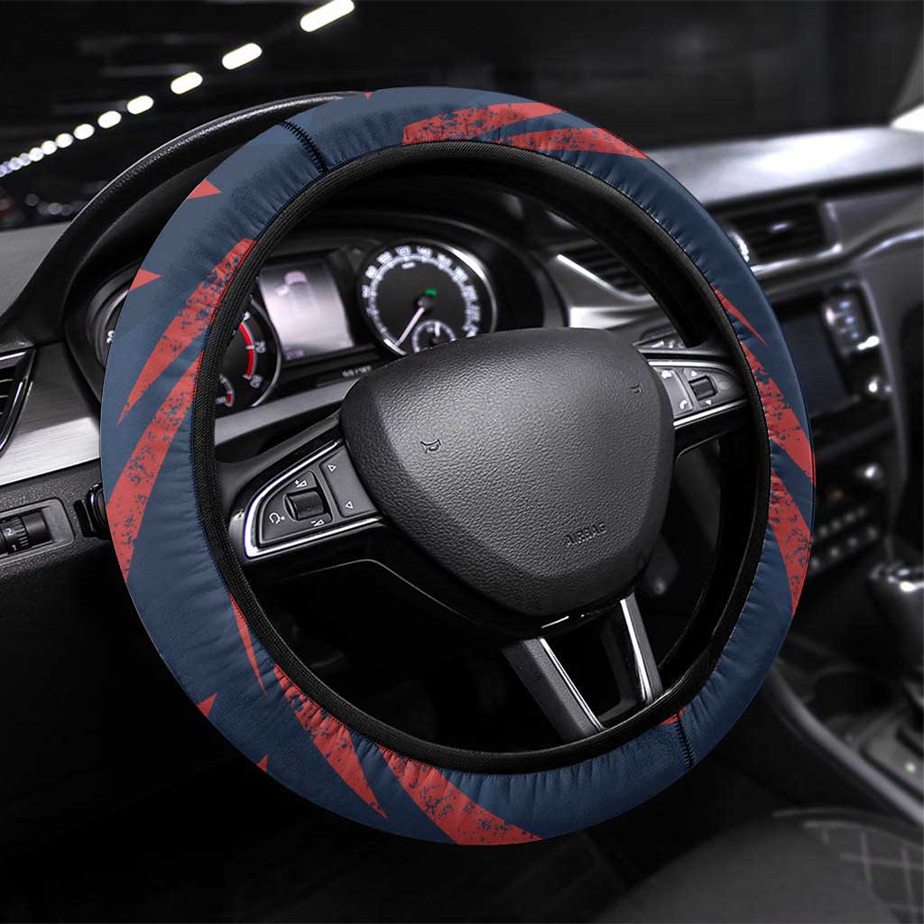 Russia Athletics Steering Wheel Cover with Soccer Ball, National Emblem, and Grunge Flag Design