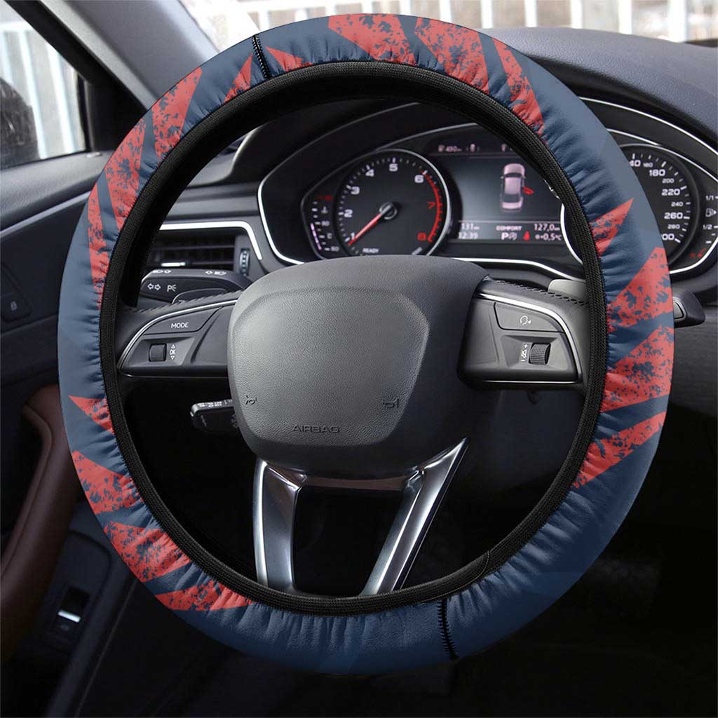 Russia Athletics Steering Wheel Cover with Soccer Ball, National Emblem, and Grunge Flag Design