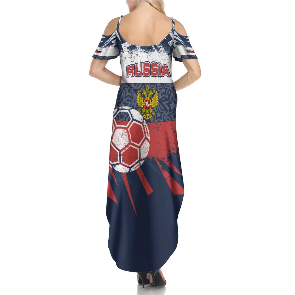 Personalized Russia Athletics Summer Maxi Dress with Soccer Ball, National Emblem, and Grunge Flag Design