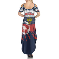 Personalized Russia Athletics Summer Maxi Dress with Soccer Ball, National Emblem, and Grunge Flag Design