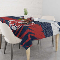 Russia Athletics Tablecloth with Soccer Ball, National Emblem, and Grunge Flag Design