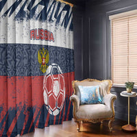 Russia Athletics Window Curtain with Soccer Ball, National Emblem, and Grunge Flag Design