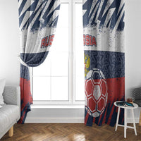 Russia Athletics Window Curtain with Soccer Ball, National Emblem, and Grunge Flag Design