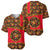Russia Folk Art Baseball Jersey with Khokhloma Pattern and Traditional Rooster Design