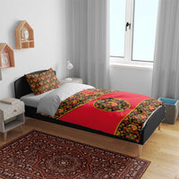 Russia Folk Art Bedding Set with Khokhloma Pattern and Traditional Rooster Design