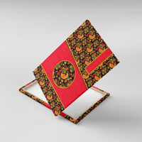 Russia Folk Art Canvas Wall Art with Khokhloma Pattern and Traditional Rooster Design