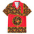 Russia Folk Art Family Matching Long Sleeve Bodycon Dress and Hawaiian Shirt with Khokhloma Pattern and Traditional Rooster Design