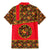 Russia Folk Art Family Matching Mermaid Dress and Hawaiian Shirt with Khokhloma Pattern and Traditional Rooster Design