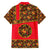 Russia Folk Art Family Matching Off The Shoulder Long Sleeve Dress and Hawaiian Shirt with Khokhloma Pattern and Traditional Rooster Design