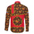 Russia Folk Art Family Matching Off Shoulder Maxi Dress and Hawaiian Shirt with Khokhloma Pattern and Traditional Rooster Design