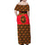 Russia Folk Art Family Matching Off Shoulder Maxi Dress and Hawaiian Shirt with Khokhloma Pattern and Traditional Rooster Design