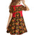 Russia Folk Art Family Matching Off Shoulder Short Dress and Hawaiian Shirt with Khokhloma Pattern and Traditional Rooster Design