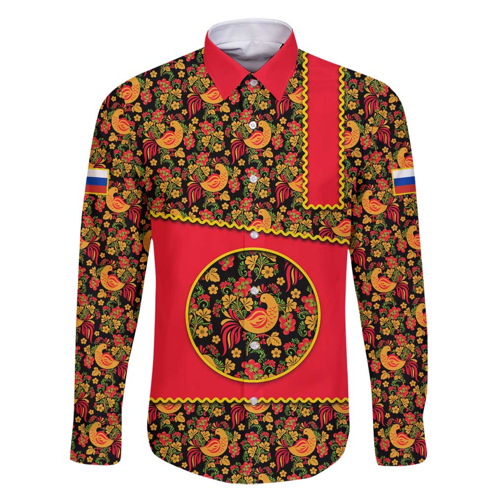 Russia Folk Art Family Matching Puletasi and Hawaiian Shirt with Khokhloma Pattern and Traditional Rooster Design