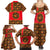 Russia Folk Art Family Matching Summer Maxi Dress and Hawaiian Shirt with Khokhloma Pattern and Traditional Rooster Design