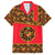 Russia Folk Art Family Matching Summer Maxi Dress and Hawaiian Shirt with Khokhloma Pattern and Traditional Rooster Design