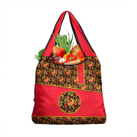 Russia Folk Art Grocery Bag with Khokhloma Pattern and Traditional Rooster Design