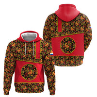 Russia Folk Art Hoodie with Khokhloma Pattern and Traditional Rooster Design