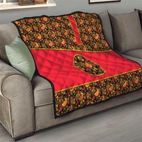 Russia Folk Art Quilt with Khokhloma Pattern and Traditional Rooster Design