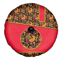 Russia Folk Art Spare Tire Cover with Khokhloma Pattern and Traditional Rooster Design