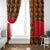 Russia Folk Art Window Curtain with Khokhloma Pattern and Traditional Rooster Design