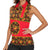 Russia Folk Art Women Sleeveless Polo Shirt with Khokhloma Pattern and Traditional Rooster Design
