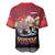 Russia Flag Red and Black Pullover Baseball Jersey with Moscow Skyline Bear and Horse Design