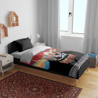 Russia Flag Red and Black Pullover Bedding Set with Moscow Skyline Bear and Horse Design