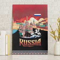 Russia Flag Red and Black Pullover Canvas Wall Art with Moscow Skyline Bear and Horse Design