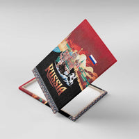 Russia Flag Red and Black Pullover Canvas Wall Art with Moscow Skyline Bear and Horse Design