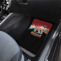 Russia Flag Red and Black Pullover Car Mats with Moscow Skyline Bear and Horse Design