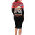 Russia Flag Red and Black Pullover Family Matching Long Sleeve Bodycon Dress and Hawaiian Shirt with Moscow Skyline Bear and Horse Design