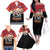 Russia Flag Red and Black Pullover Family Matching Off The Shoulder Long Sleeve Dress and Hawaiian Shirt with Moscow Skyline Bear and Horse Design