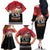 Russia Flag Red and Black Pullover Family Matching Off The Shoulder Long Sleeve Dress and Hawaiian Shirt with Moscow Skyline Bear and Horse Design