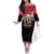 Russia Flag Red and Black Pullover Family Matching Off The Shoulder Long Sleeve Dress and Hawaiian Shirt with Moscow Skyline Bear and Horse Design