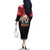Russia Flag Red and Black Pullover Family Matching Off The Shoulder Long Sleeve Dress and Hawaiian Shirt with Moscow Skyline Bear and Horse Design