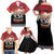 Russia Flag Red and Black Pullover Family Matching Off Shoulder Maxi Dress and Hawaiian Shirt with Moscow Skyline Bear and Horse Design