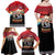 Russia Flag Red and Black Pullover Family Matching Off Shoulder Maxi Dress and Hawaiian Shirt with Moscow Skyline Bear and Horse Design