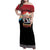 Russia Flag Red and Black Pullover Family Matching Off Shoulder Maxi Dress and Hawaiian Shirt with Moscow Skyline Bear and Horse Design