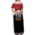 Russia Flag Red and Black Pullover Family Matching Off Shoulder Maxi Dress and Hawaiian Shirt with Moscow Skyline Bear and Horse Design