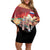 Russia Flag Red and Black Pullover Family Matching Off Shoulder Short Dress and Hawaiian Shirt with Moscow Skyline Bear and Horse Design