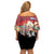 Russia Flag Red and Black Pullover Family Matching Off Shoulder Short Dress and Hawaiian Shirt with Moscow Skyline Bear and Horse Design