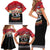 Russia Flag Red and Black Pullover Family Matching Short Sleeve Bodycon Dress and Hawaiian Shirt with Moscow Skyline Bear and Horse Design