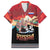 Russia Flag Red and Black Pullover Family Matching Short Sleeve Bodycon Dress and Hawaiian Shirt with Moscow Skyline Bear and Horse Design