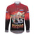 Russia Flag Red and Black Pullover Family Matching Summer Maxi Dress and Hawaiian Shirt with Moscow Skyline Bear and Horse Design