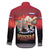 Russia Flag Red and Black Pullover Family Matching Summer Maxi Dress and Hawaiian Shirt with Moscow Skyline Bear and Horse Design