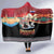 Russia Flag Red and Black Pullover Hooded Blanket with Moscow Skyline Bear and Horse Design